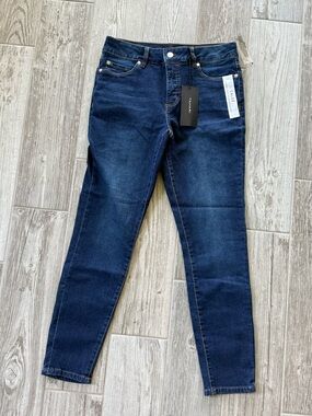 Tahari Chloe Women Dark Blue Jeans slimming fit solution skinny size 6 inseam 28